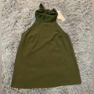 NWT Banana Republic Womens High-Neck Sleeveless Top in dark olive color